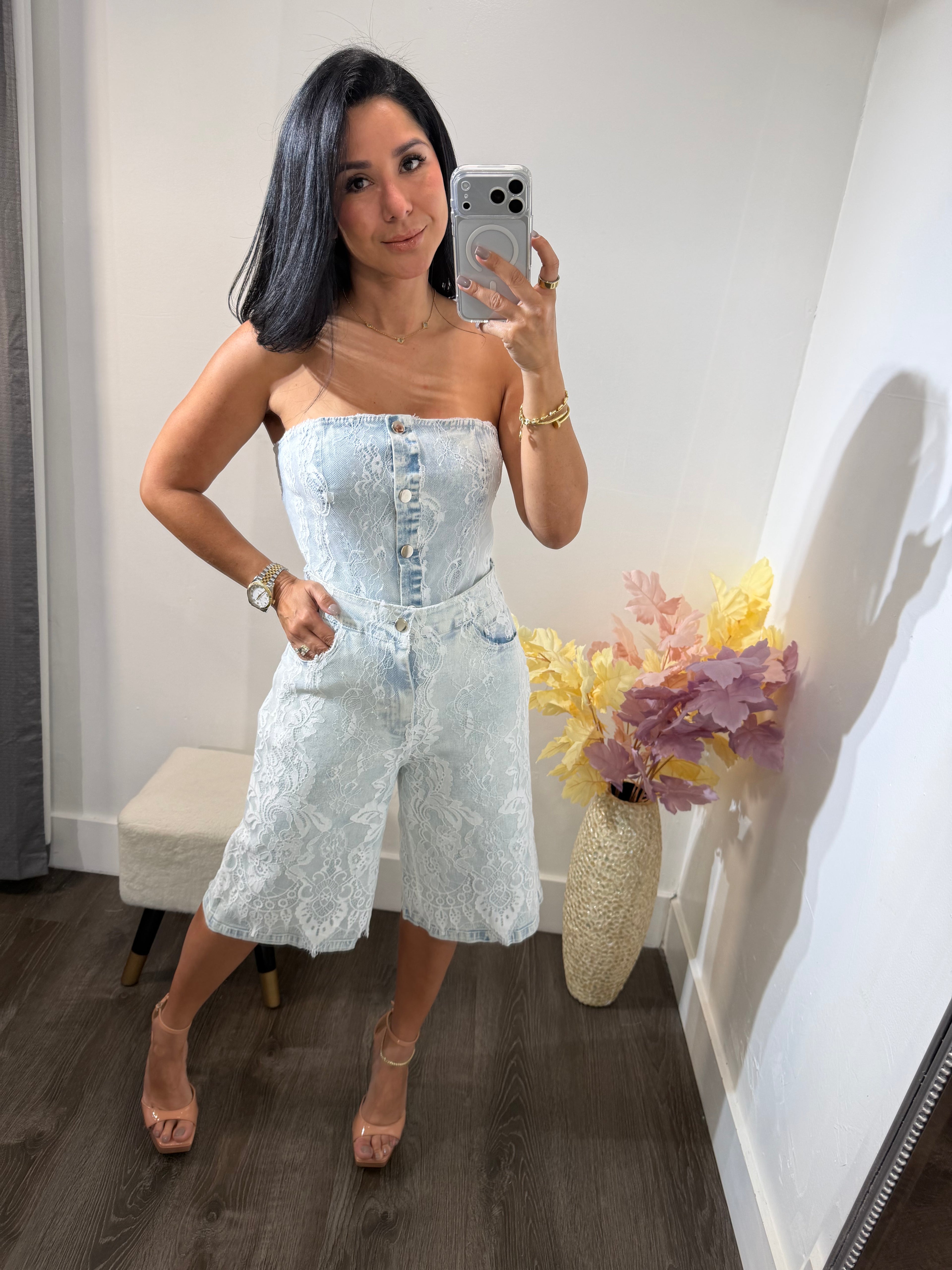 Set denim lace