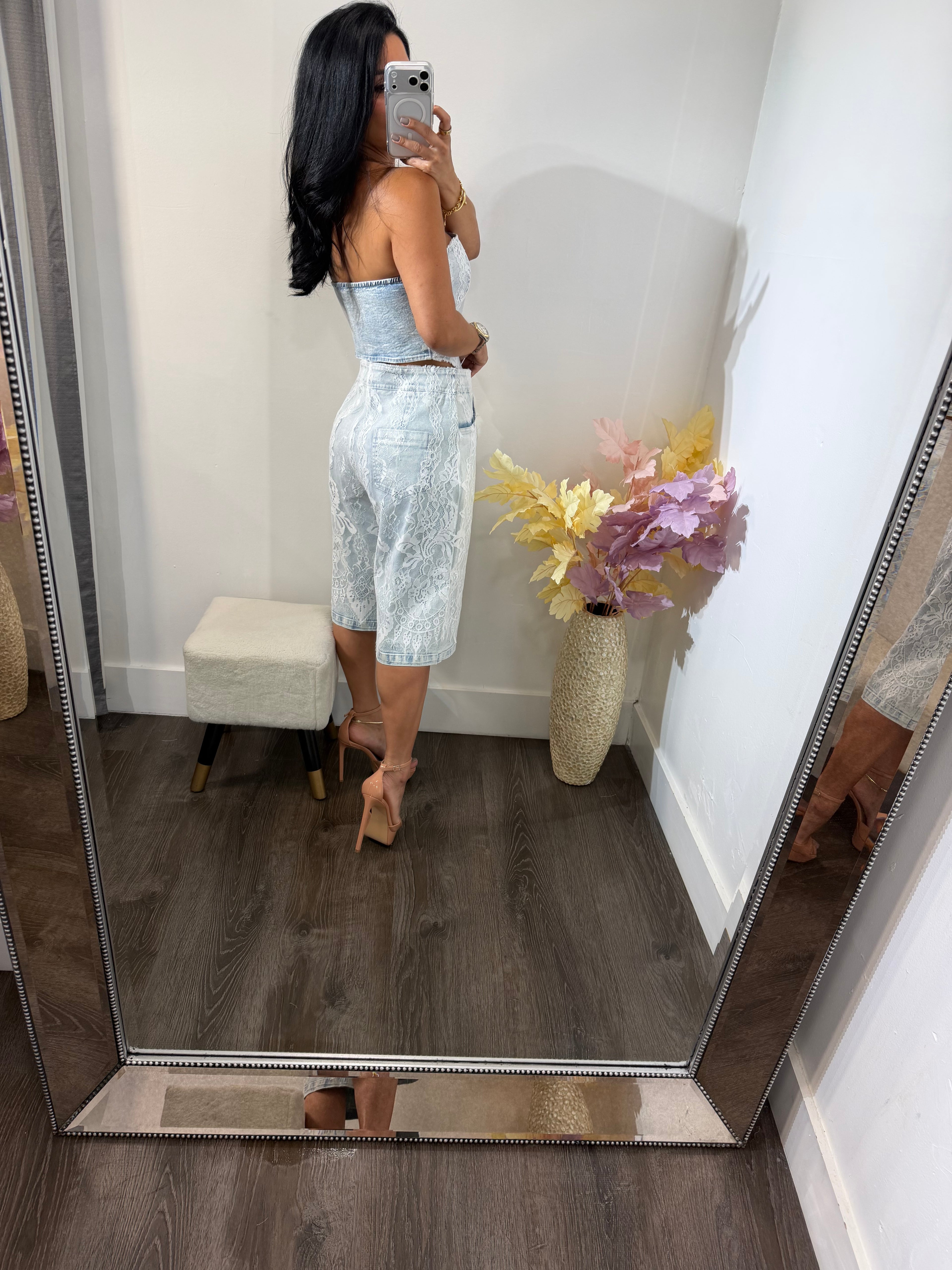 Set denim lace
