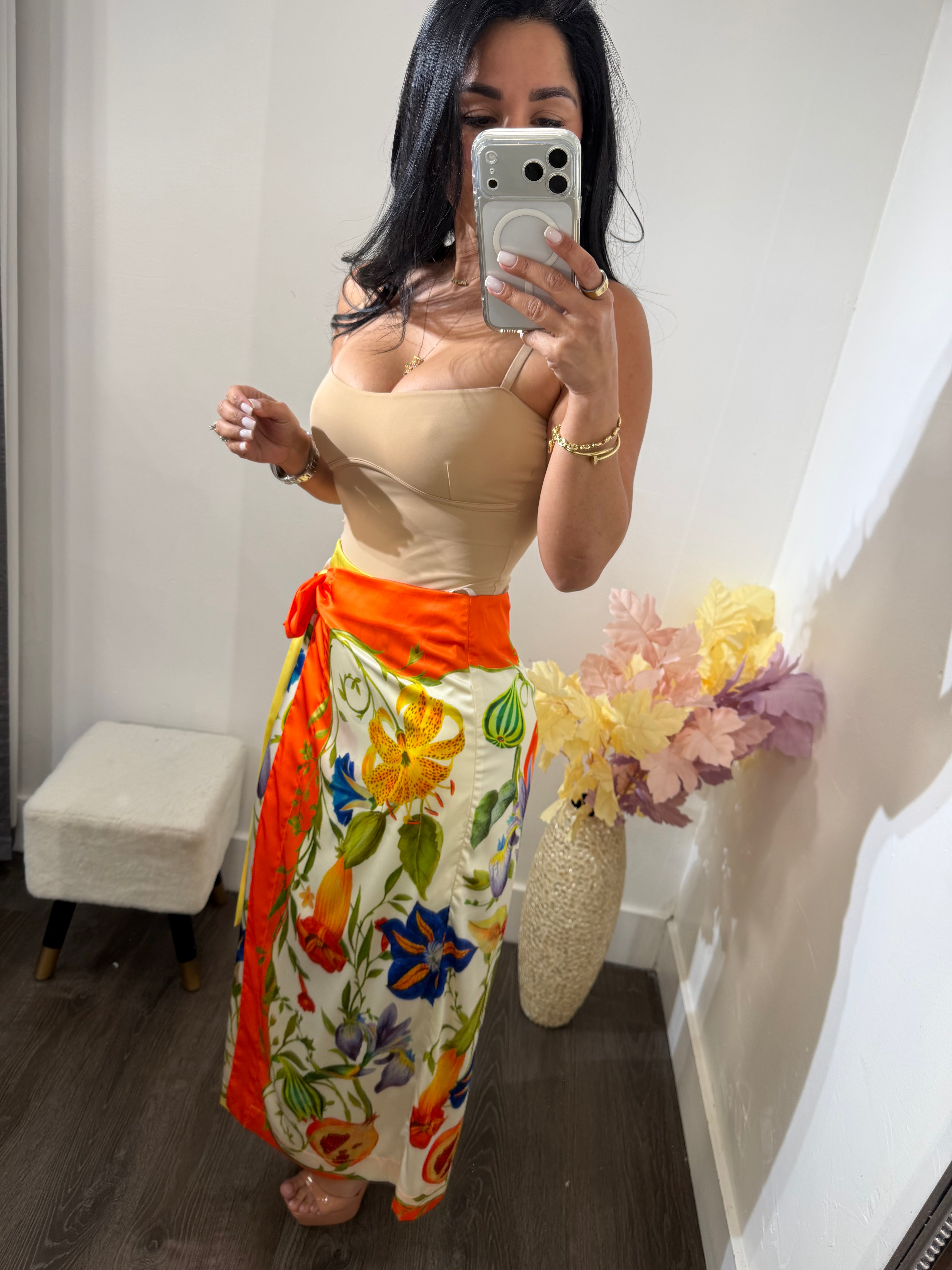 Skirt satin print