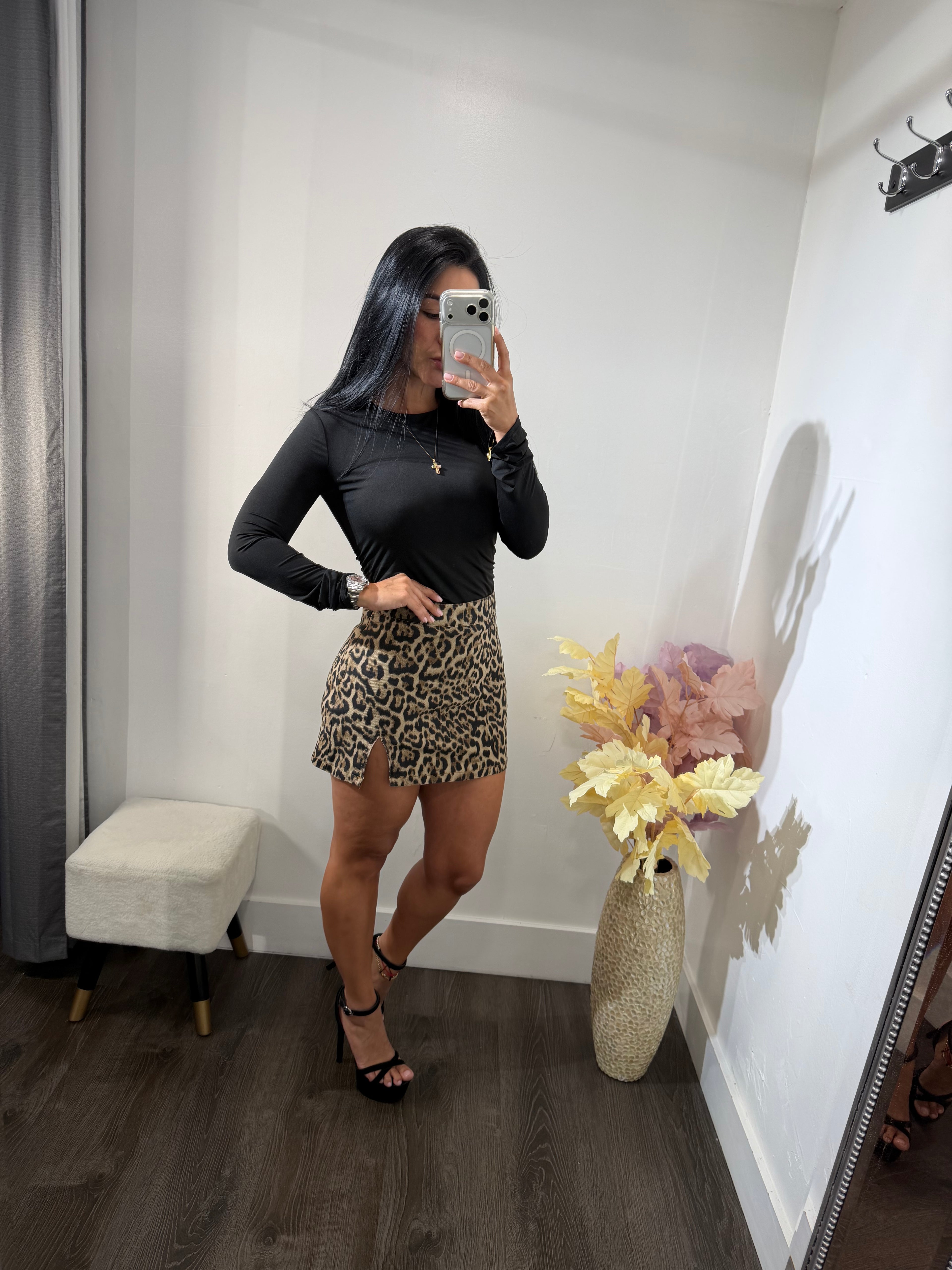 Short denim print