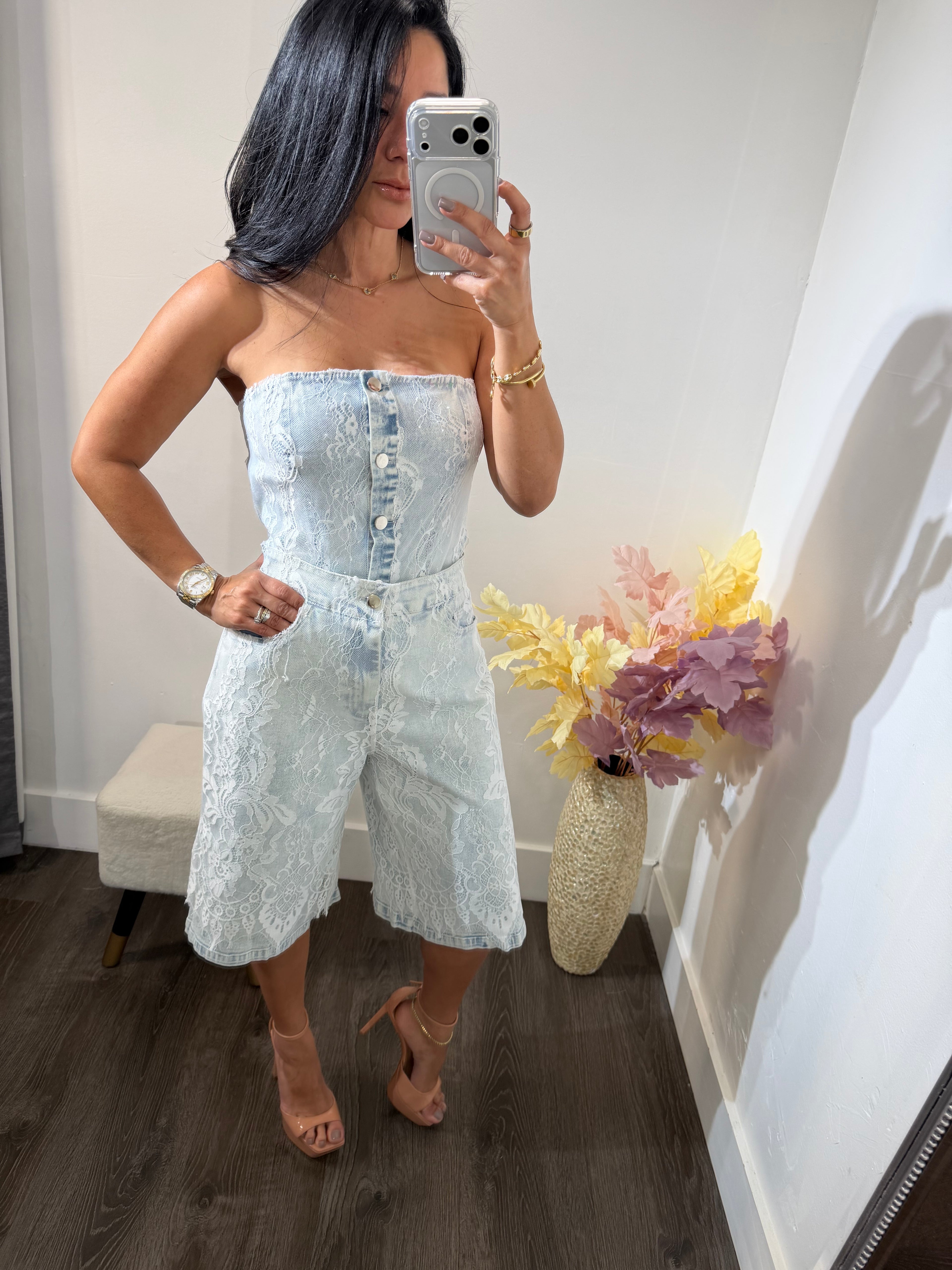 Set denim lace
