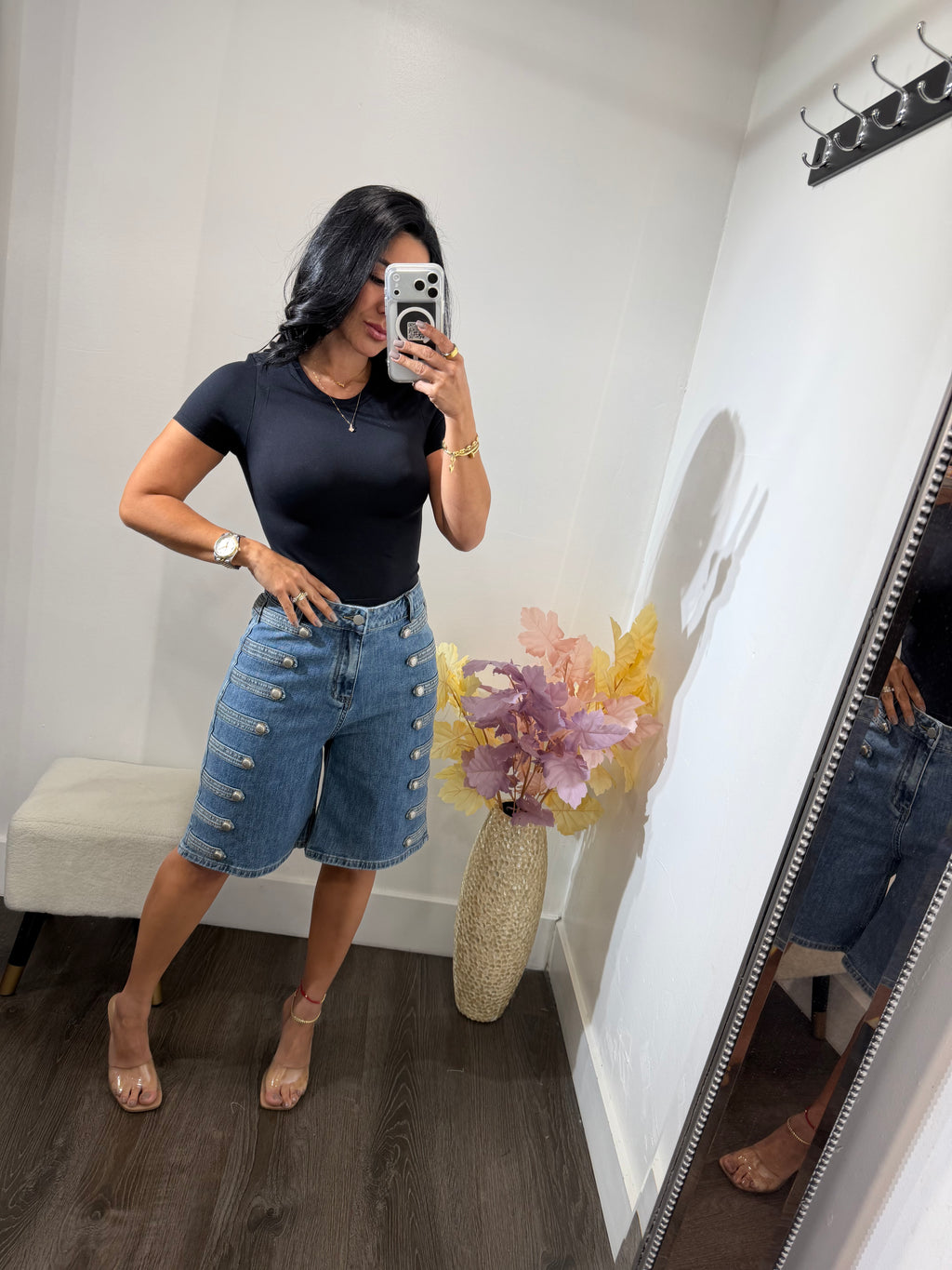 Short denim napo