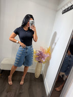 Short denim napo