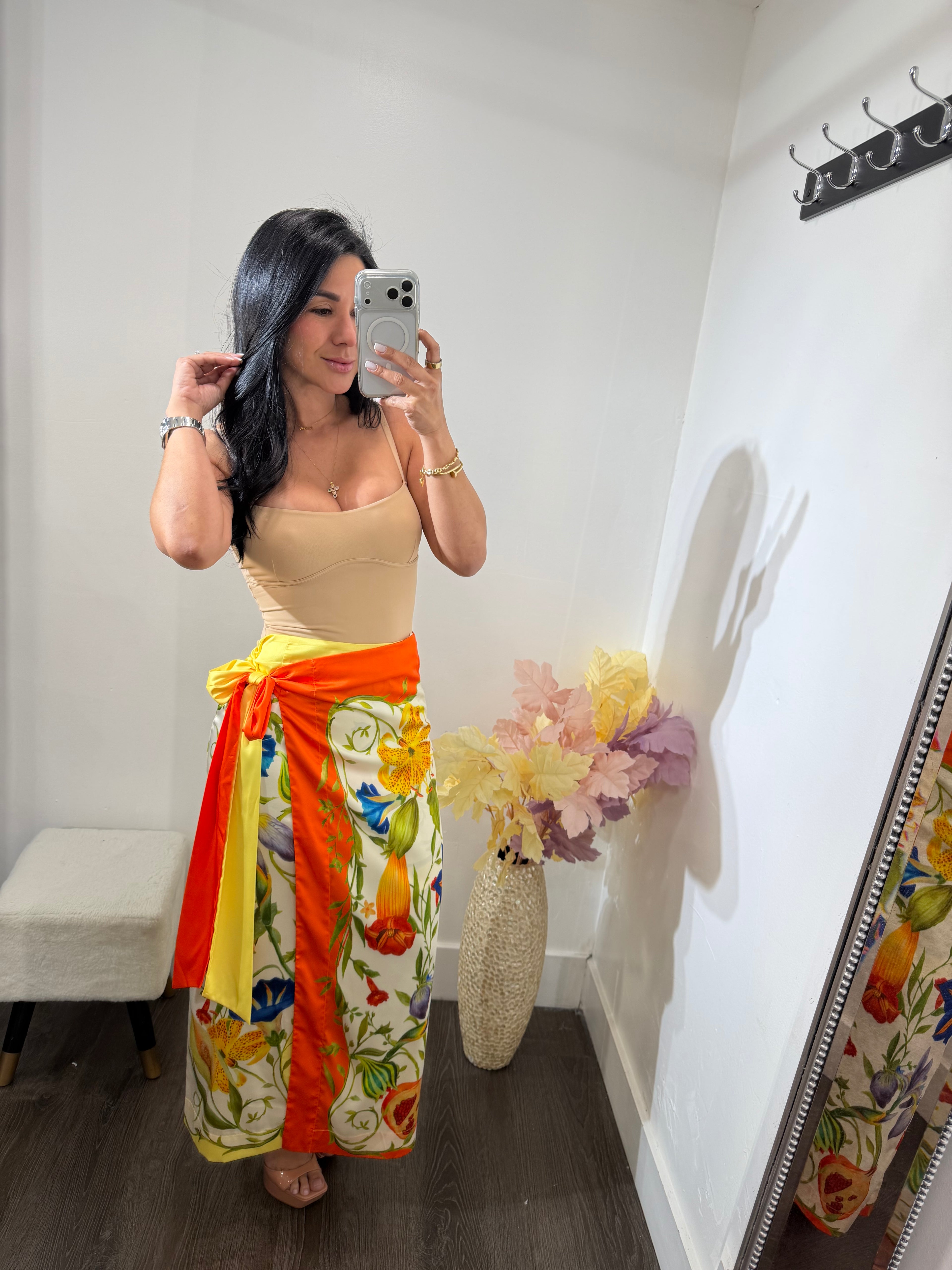 Skirt satin print