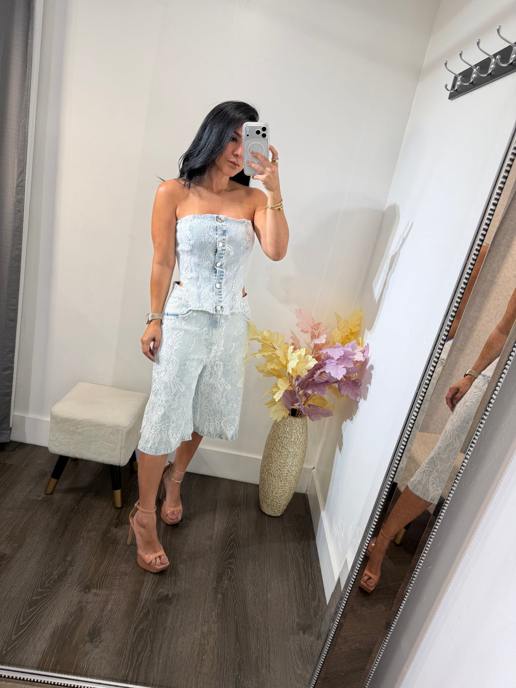 Set denim lace