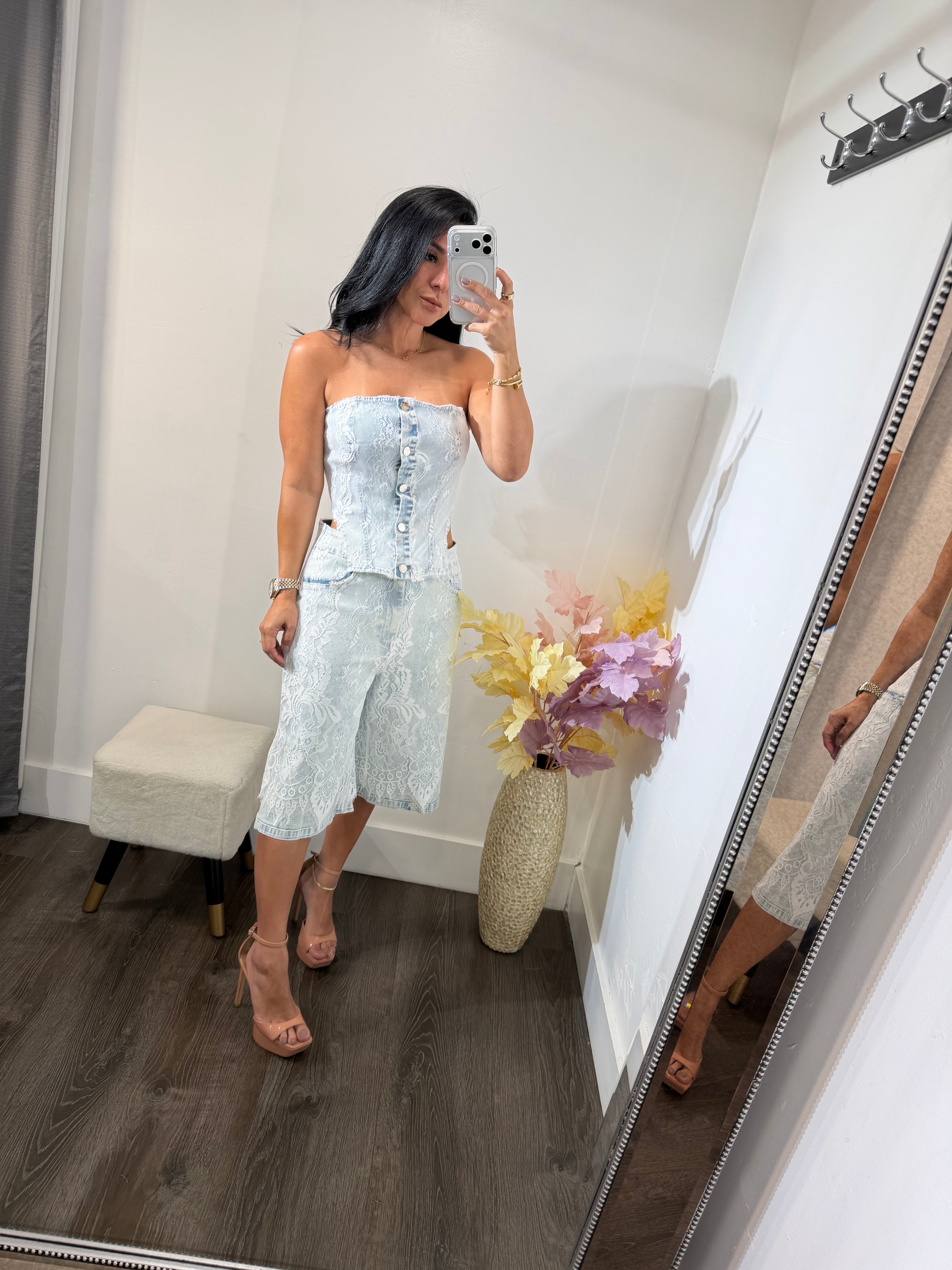 Set denim lace