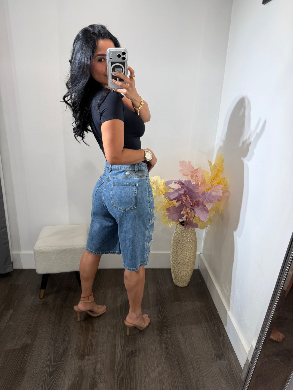Short denim napo