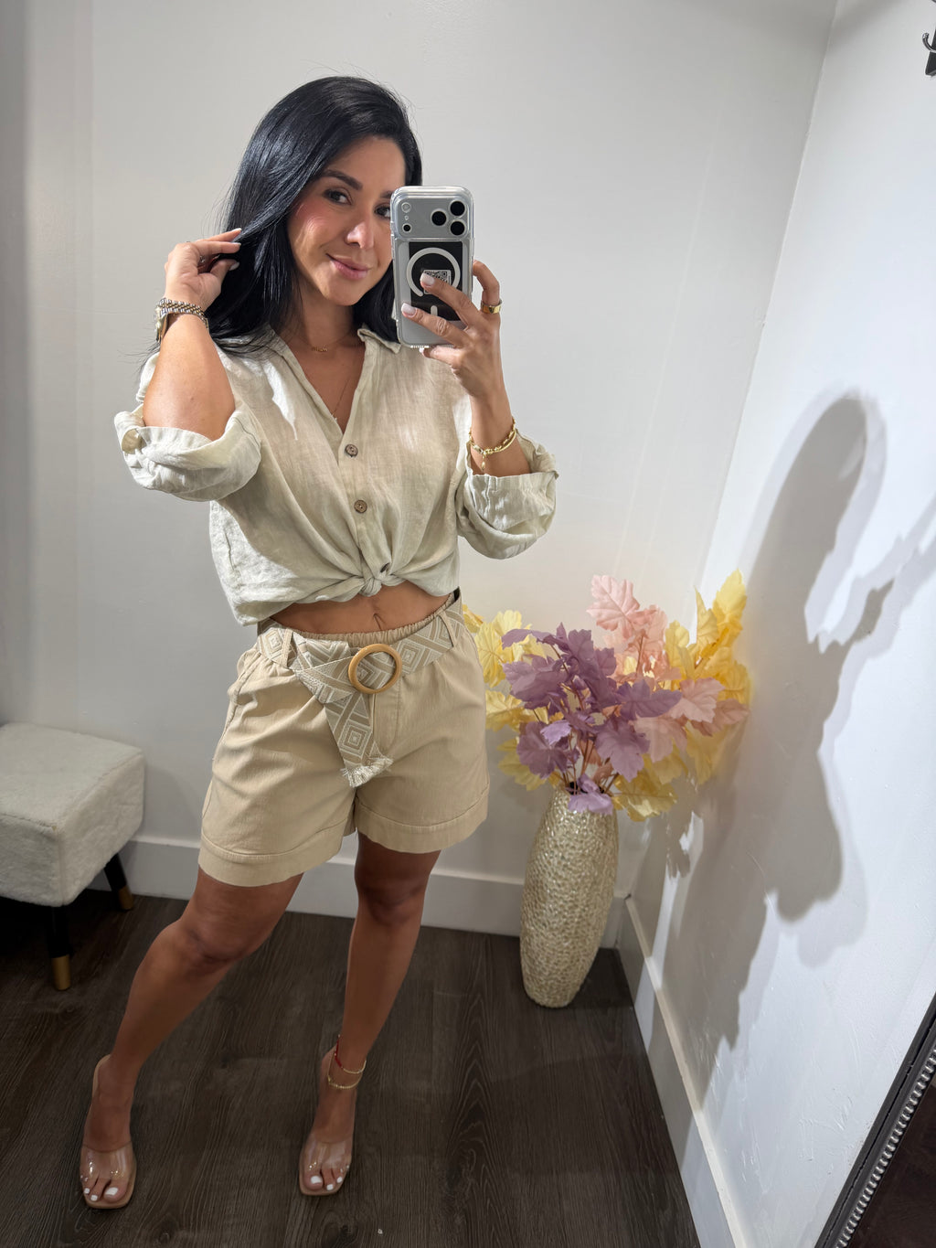 Top Button linen basic