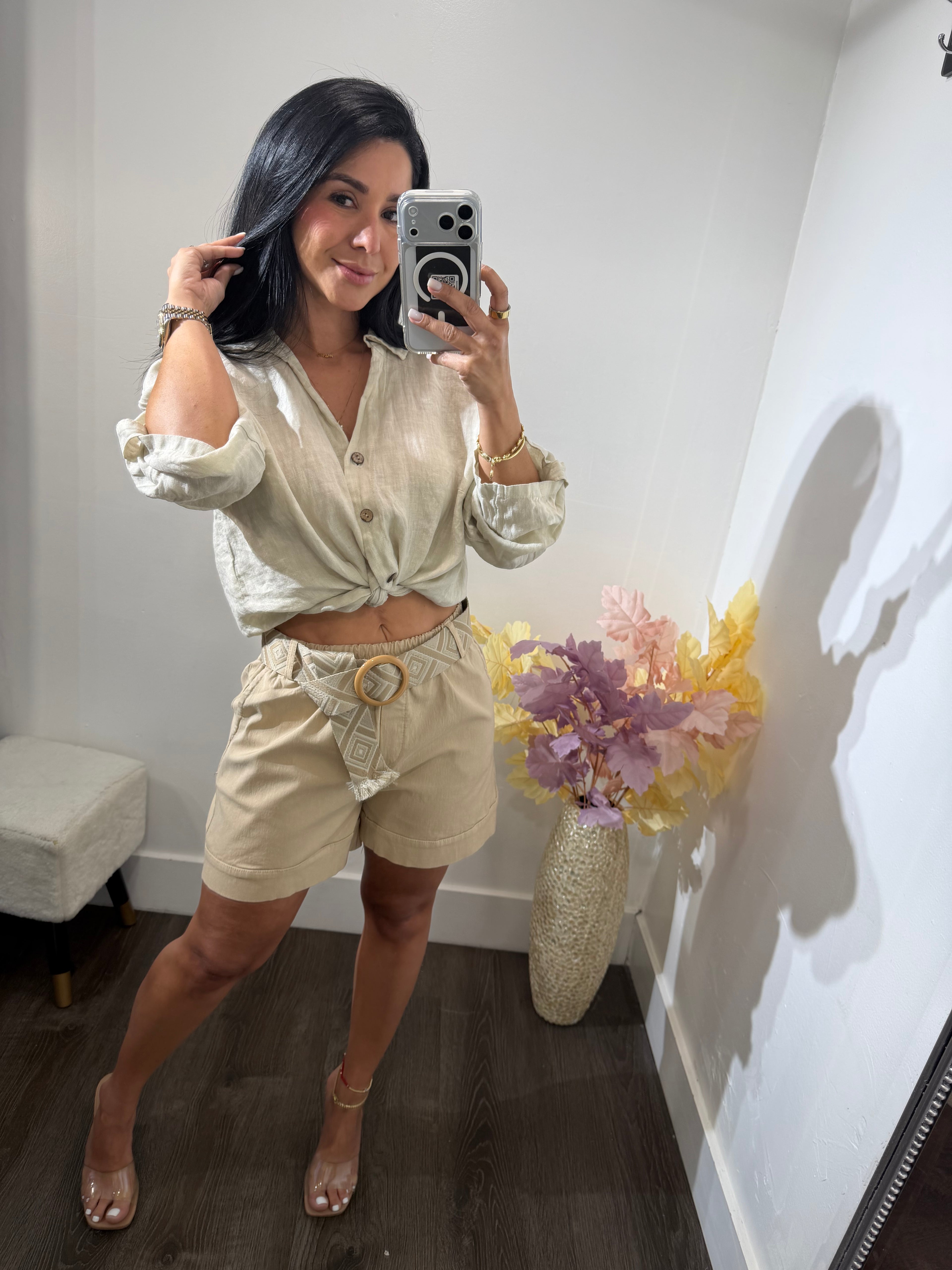 Top Button linen basic