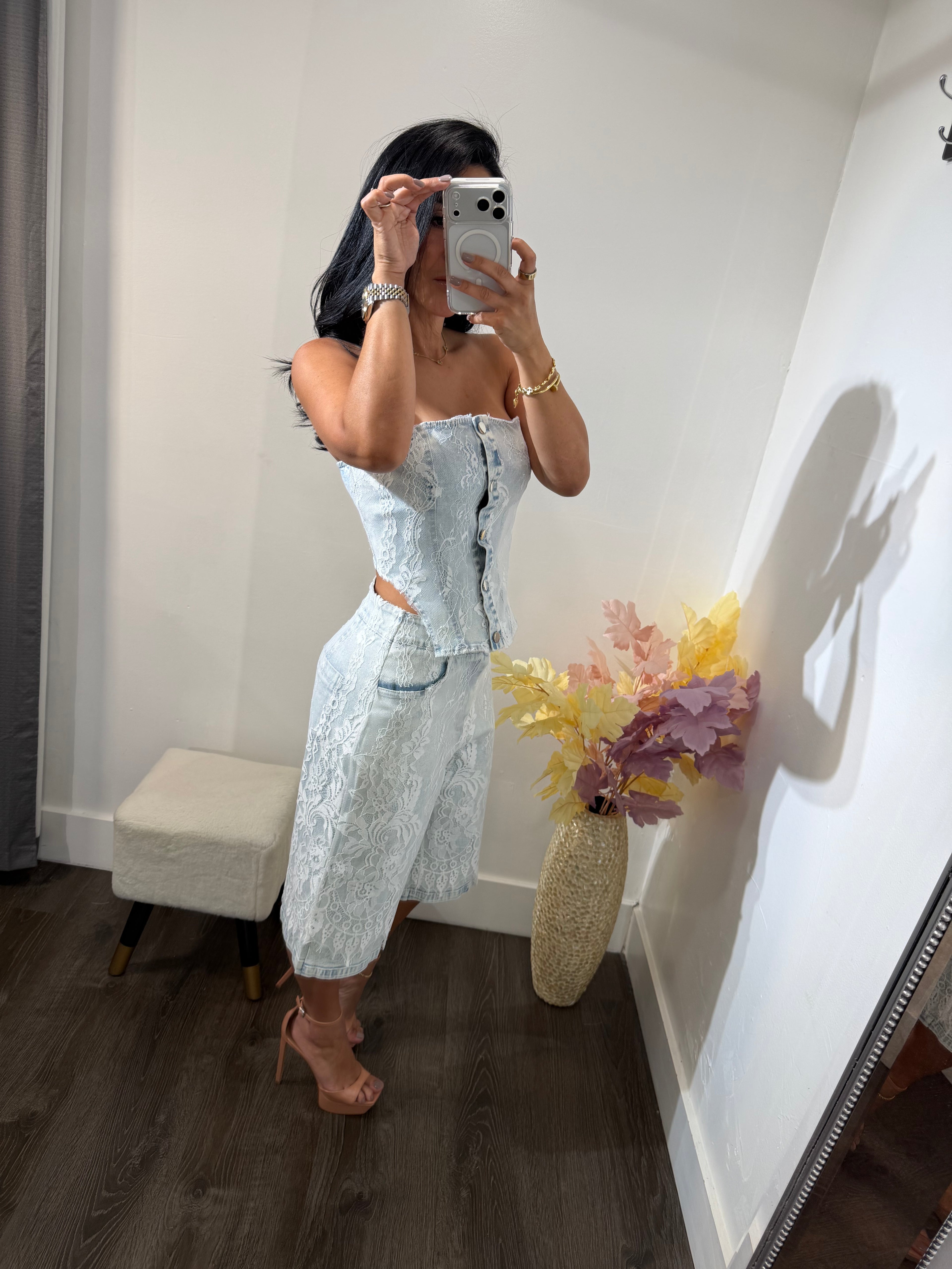 Set denim lace
