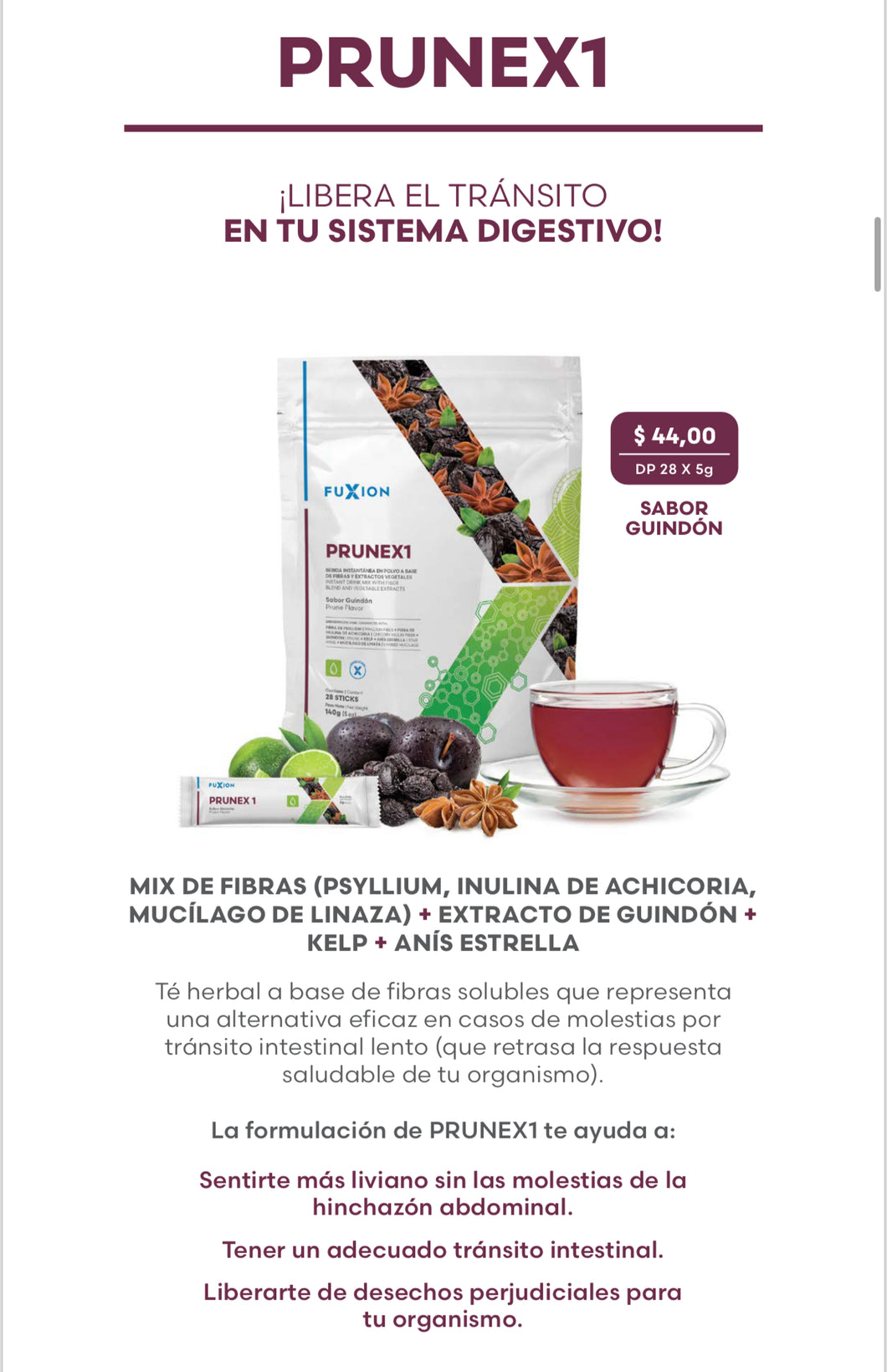 Producto Fuxion Prunex