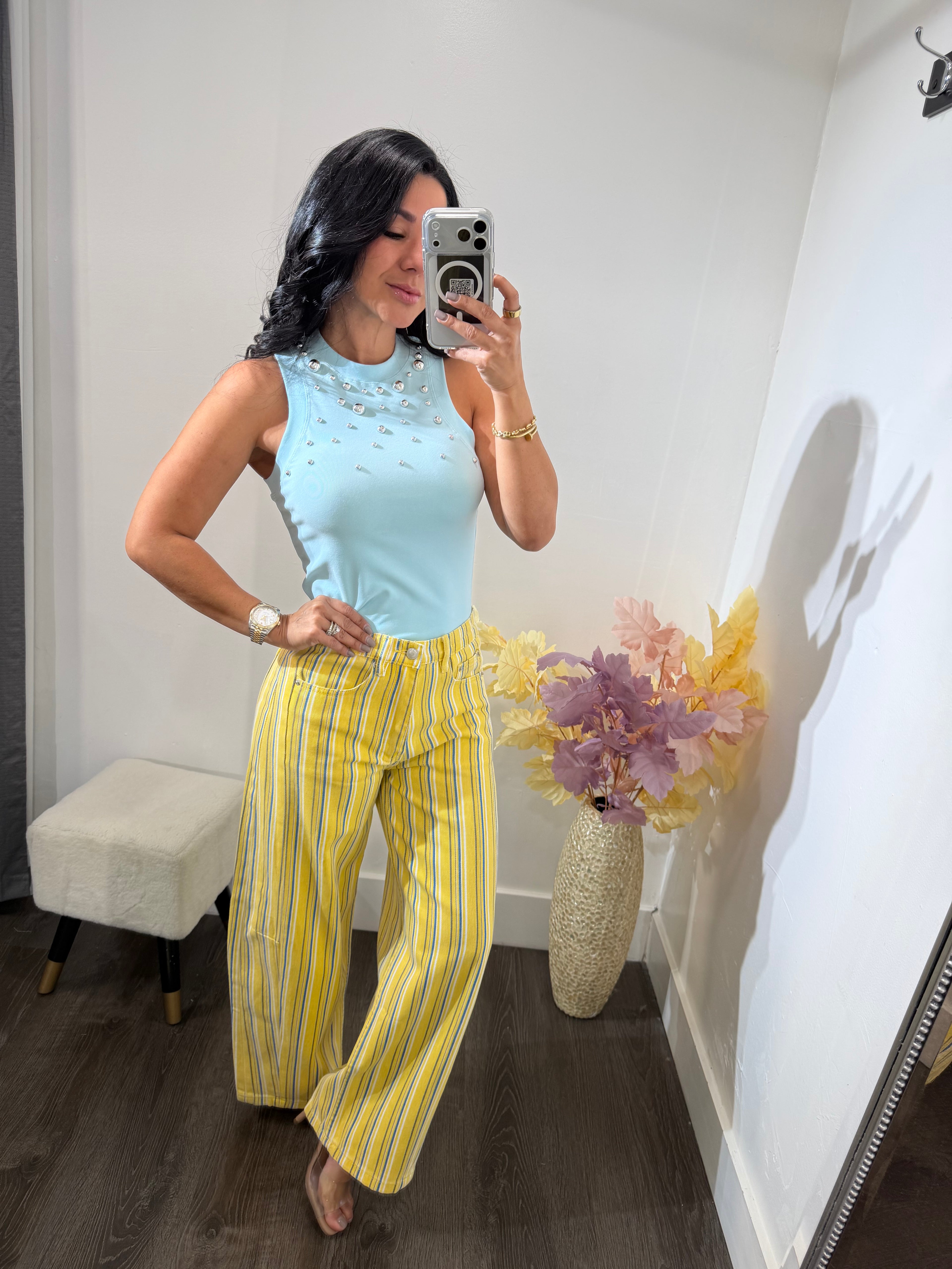 Jean barrel striped