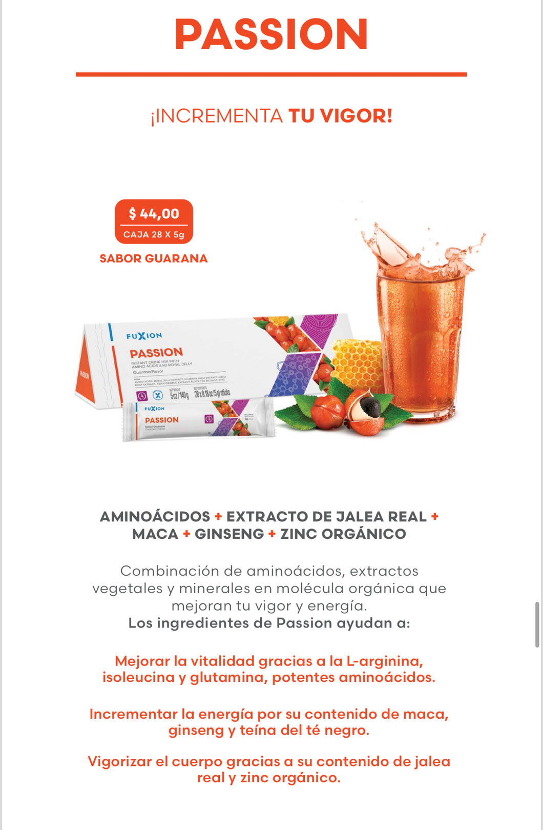 Producto Fuxion Passion
