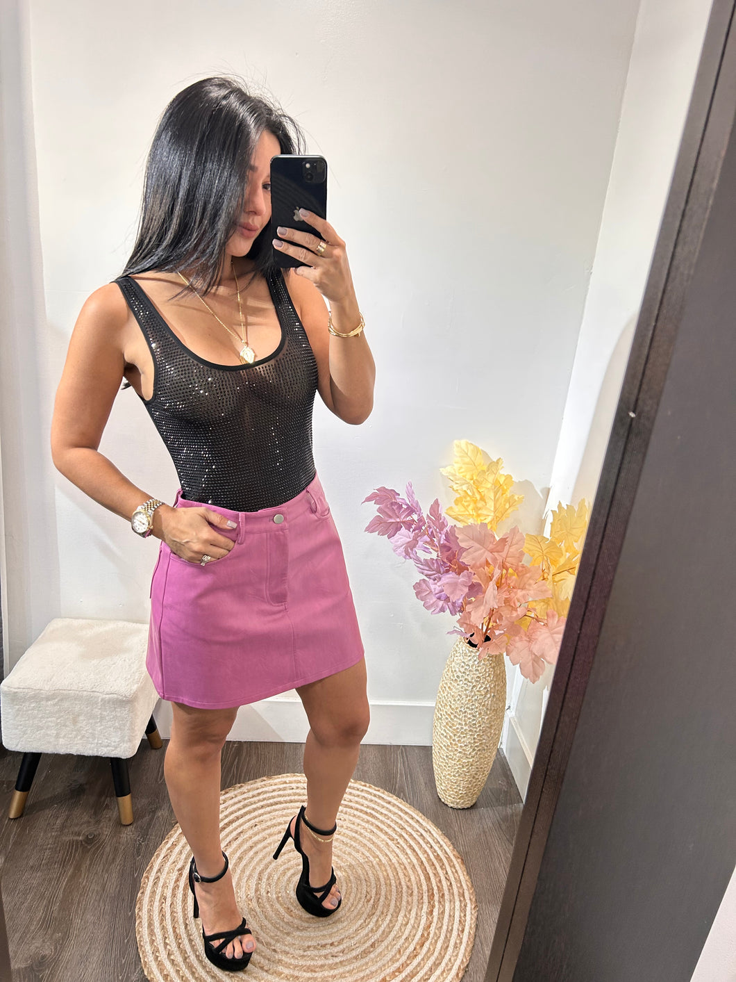Skirt leather tefi