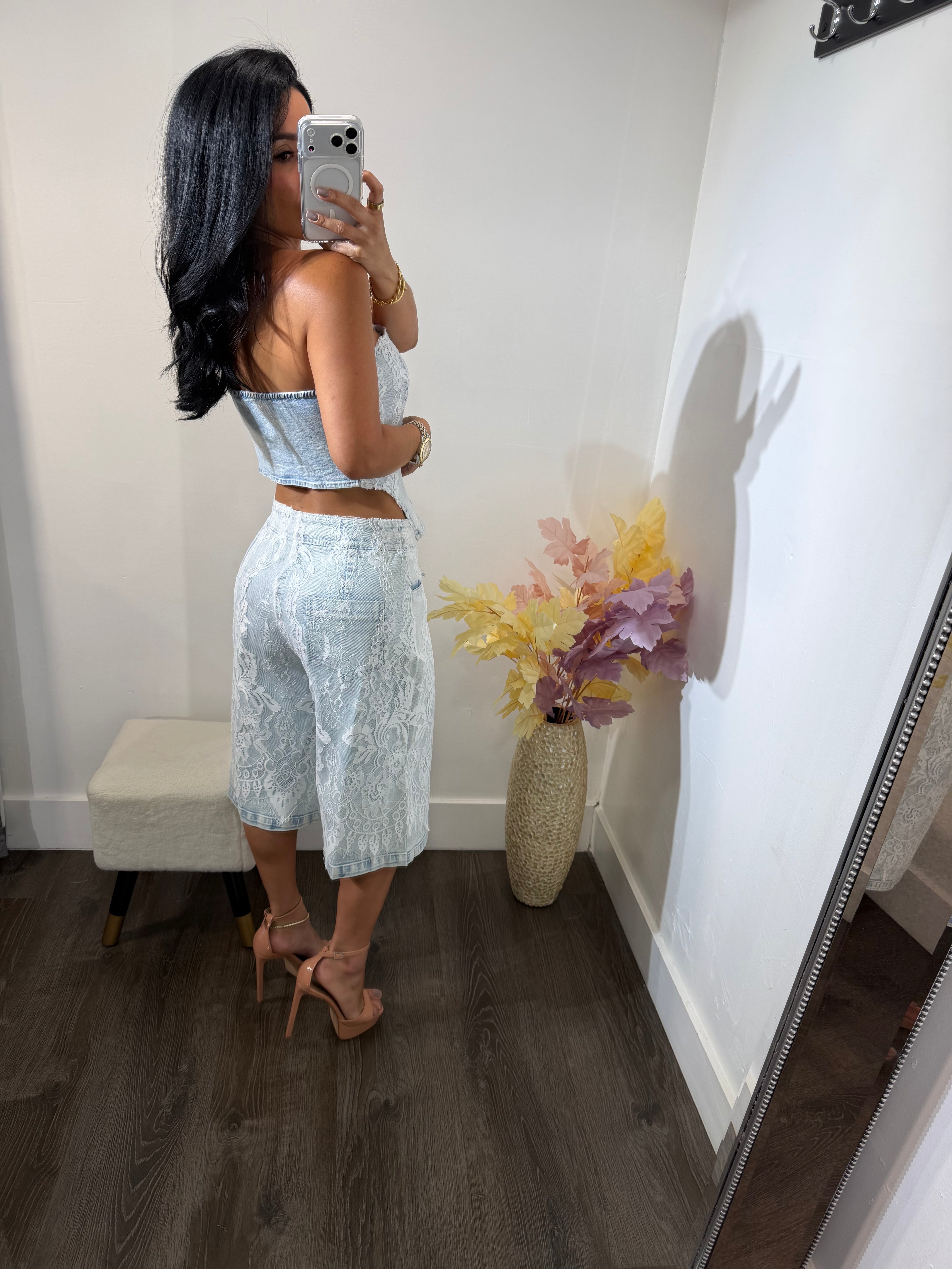 Set denim lace
