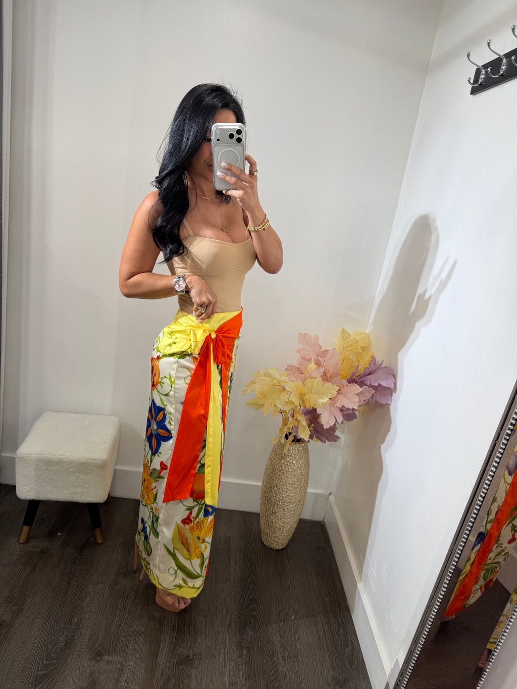 Skirt satin print