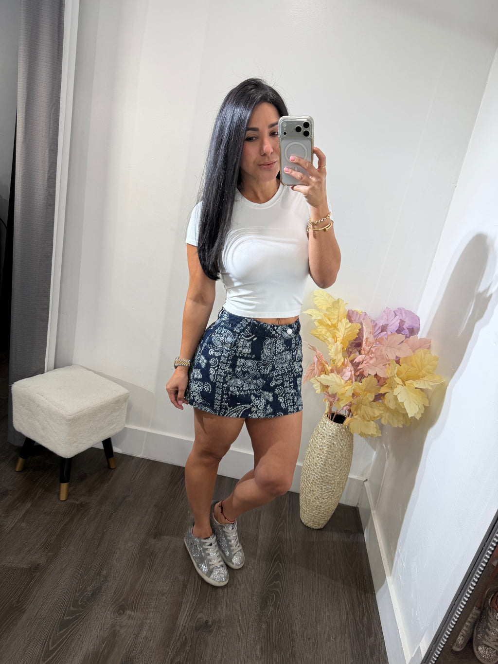 Skirt denim bandana