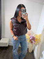 Jacket vest leather wine