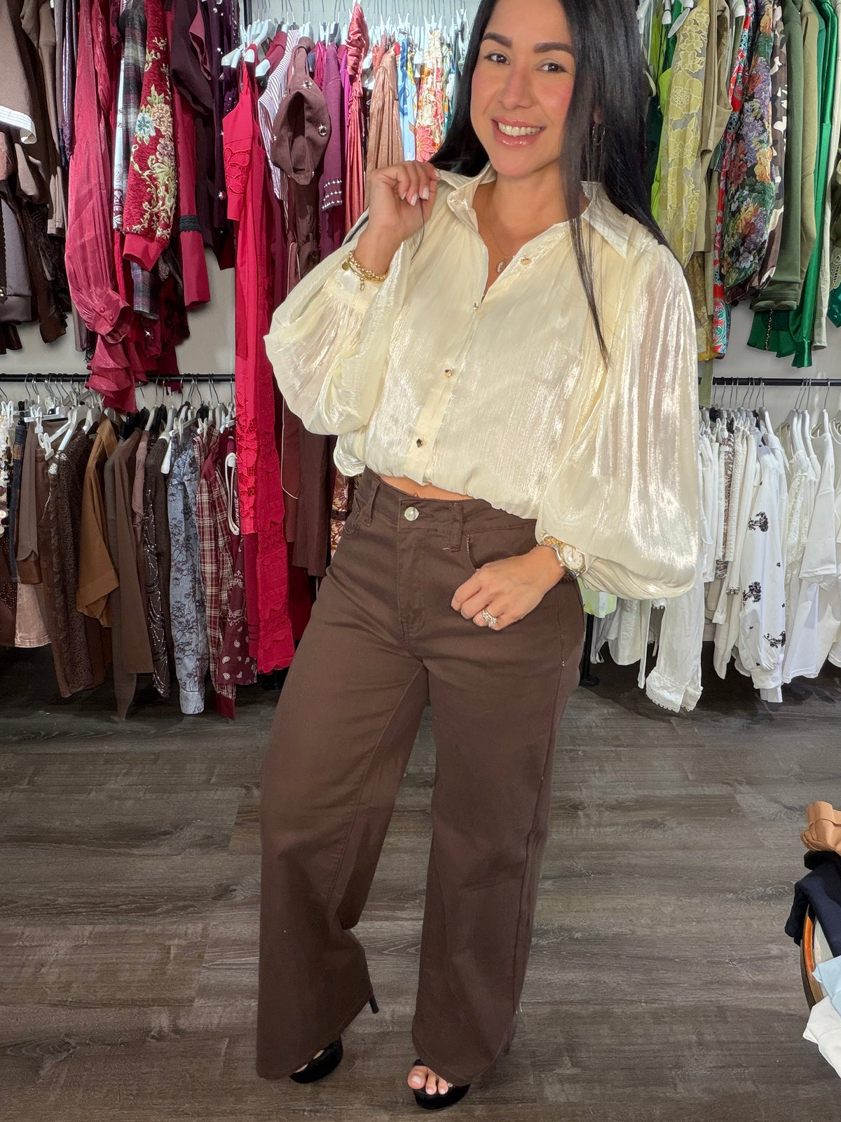 Top button organza