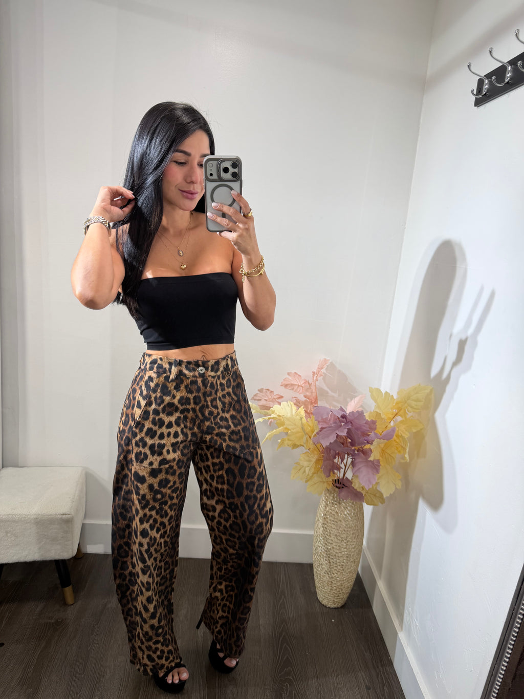 Pant barrel leopardo